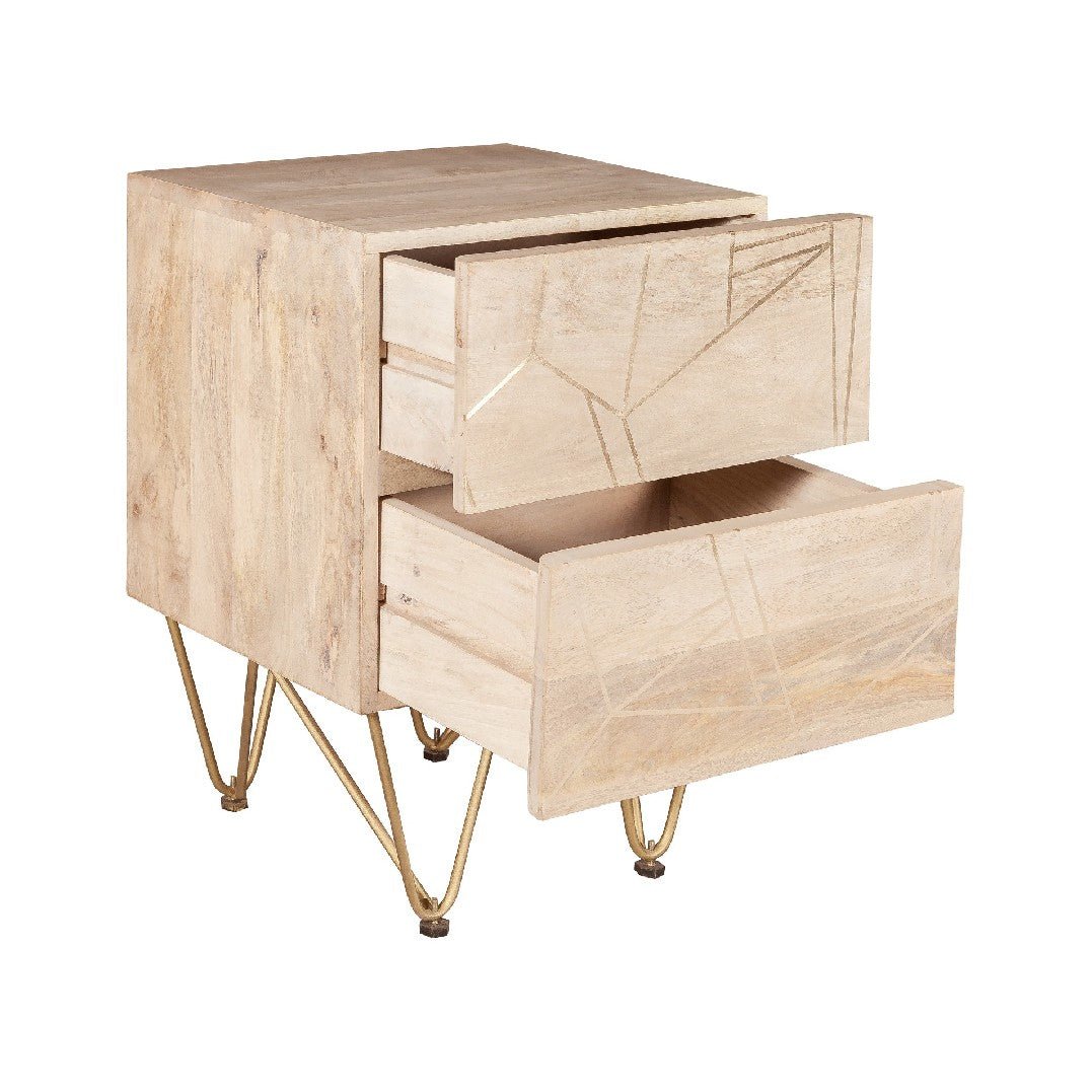 Reclaimed Wood 2 Drawer Side Table - Indian Hub