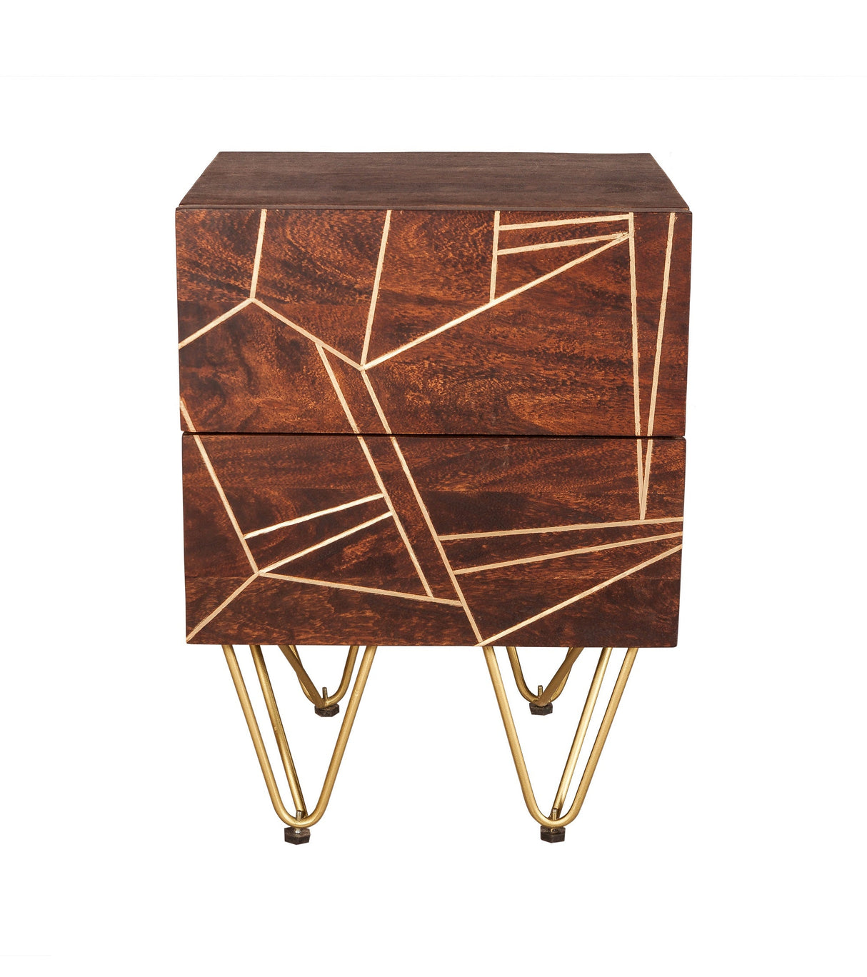 Reclaimed Wood 2 Drawer Side Table - Indian Hub