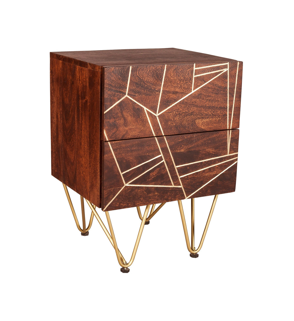 Reclaimed Wood 2 Drawer Side Table - Indian Hub