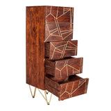 Reclaimed Wood 5 Drawer Narrow Chest - Indian Hub