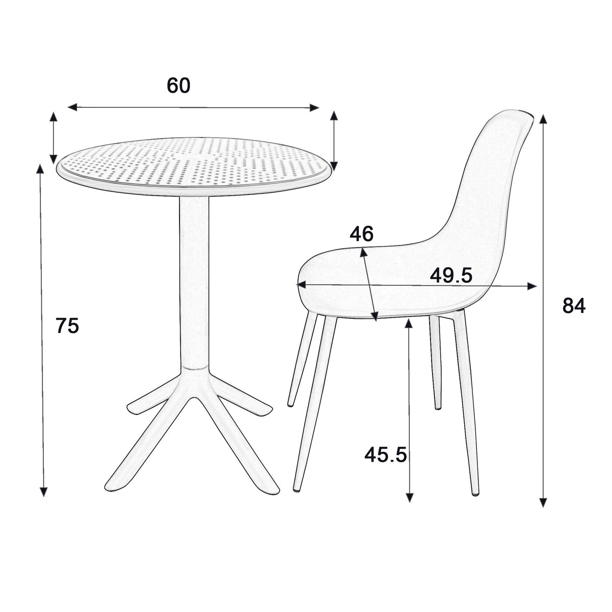 Rimini 3 Piece Garden Bistro Set Table and Chairs - Core Products