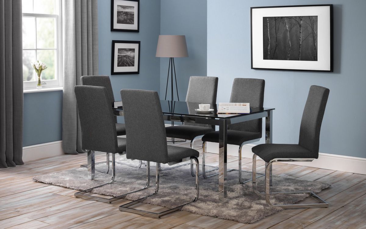 Roma Fabric Cantilever Dining Chairs - Julian Bowen