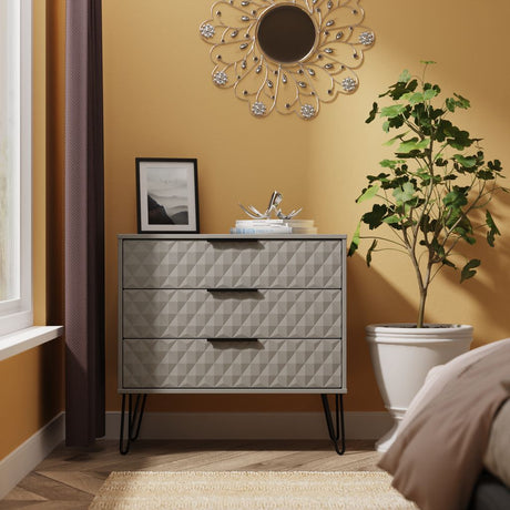 Harlequin 3 Drawer Chest with Black Hairpin Legs