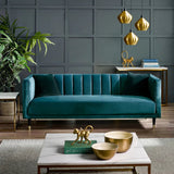 Salma Scalloped Back Velvet 3 Seater Sofa - Julian Bowen