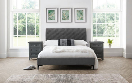 Sanderson Diamond Quilted Velvet Bed - Julian Bowen