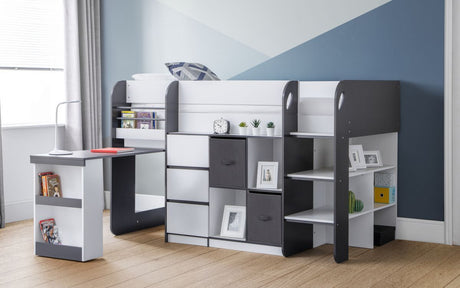 Saturn Mid Sleeper Bed Frame with Desk - Julian Bowen