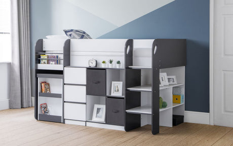 Saturn Mid Sleeper Bed Frame with Desk - Julian Bowen