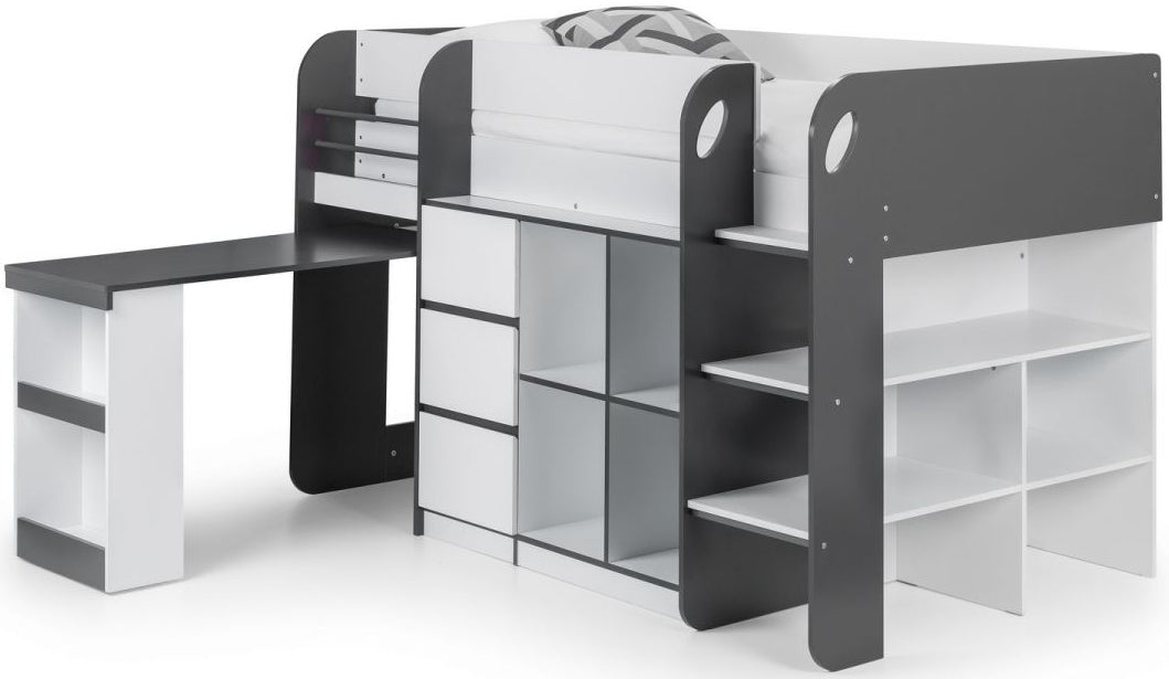 Saturn Mid Sleeper Bed Frame with Desk - Julian Bowen