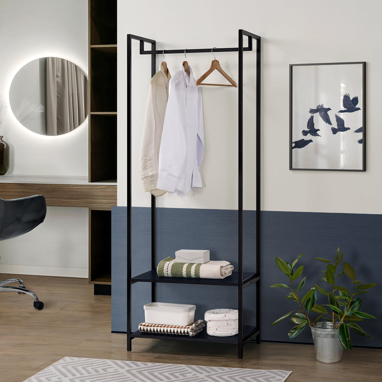 Scala Open Wardrobe with 2 Shelves - Swish Furniture