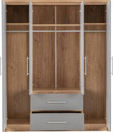 Seville 4 Door 2 Drawer Wardrobe - Seconique