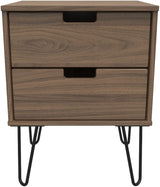 Shanghai 2 Drawer Bedside Table with Black Hairpin Legs