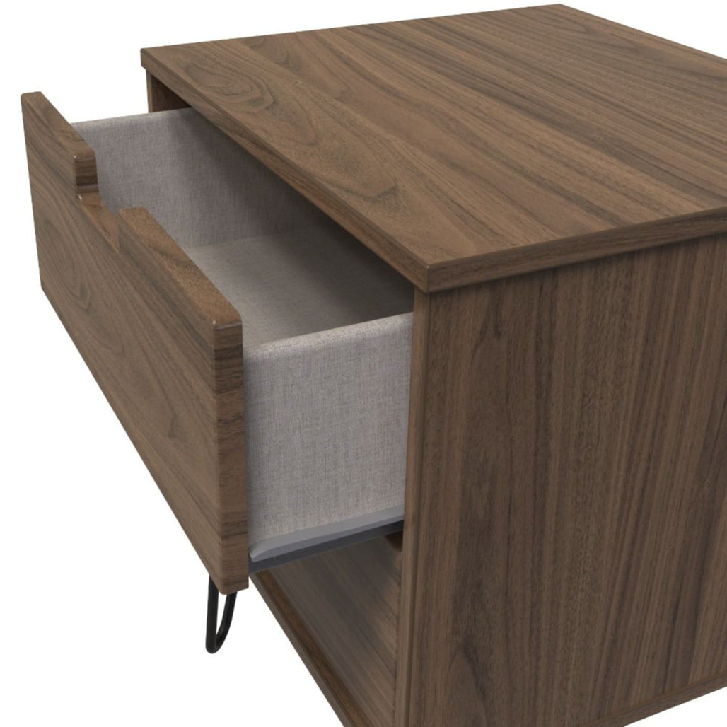 Shanghai 2 Drawer Bedside Table with Black Hairpin Legs