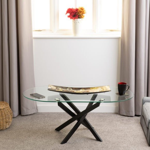 Sheldon Glass Top Oval Coffee Table - Seconique