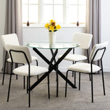 Sheldon Round Glass Dining Set with 4 Boucle Chairs - Seconique