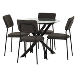 Sheldon Round Glass Dining Set with 4 Boucle Chairs - Seconique