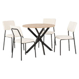 Sheldon Round Wooden Dining Set with 4 Boucle Chairs - Seconique