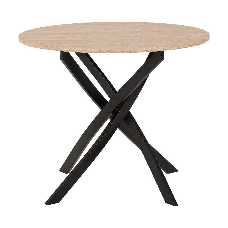 Sheldon Round Wooden Dining Set with 4 Velvet Chairs - Seconique