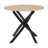 Sheldon Round Wooden Dining Set with 4 Velvet Chairs - Seconique