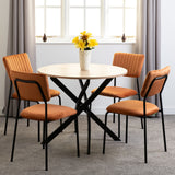 Sheldon Round Wooden Dining Set with 4 Velvet Chairs - Seconique