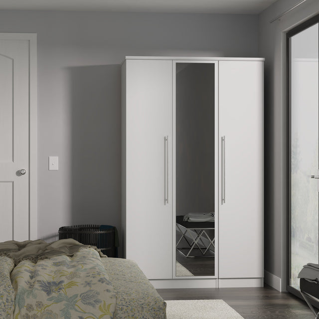 Sherwood Grey Matt 3 Door Mirrored Wardrobe - Welcome Furniture