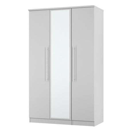 Sherwood Grey Matt 3 Door Mirrored Wardrobe - Welcome Furniture