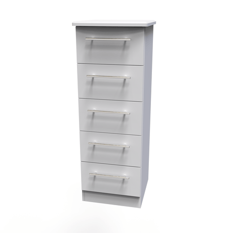 Sherwood Grey Matt 5 Drawer Bedside Cabinet - Welcome Furniture