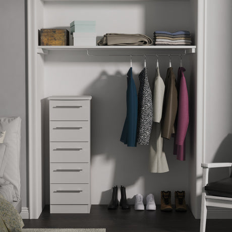 Sherwood Grey Matt 5 Drawer Bedside Cabinet - Welcome Furniture