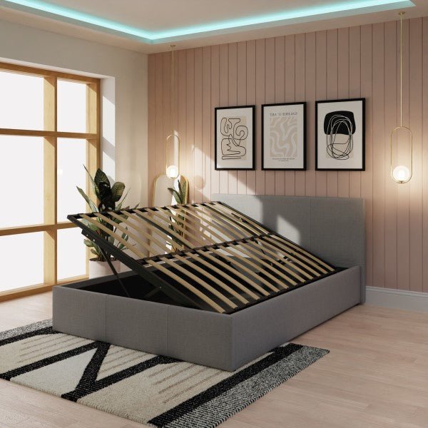 Side Lift Ottoman Fabric Bed Frame - GFW