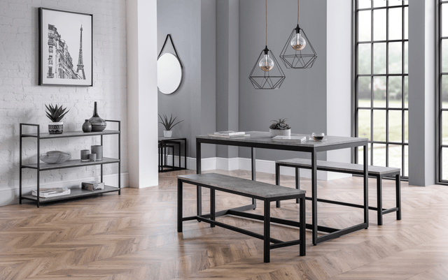 Staten Metal Dining Set With 2 Benches - Julian Bowen