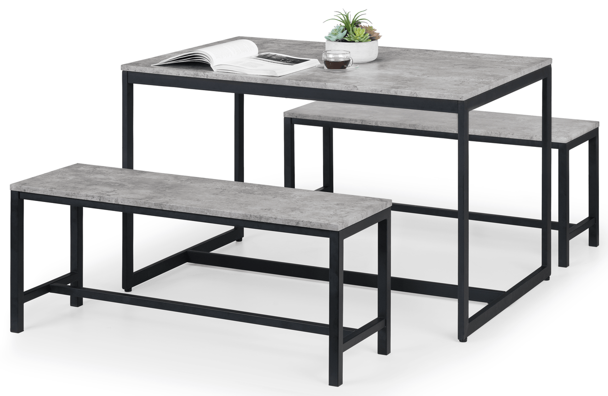 Staten Metal Dining Set With 2 Benches - Julian Bowen
