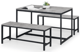 Staten Metal Dining Set With 2 Benches - Julian Bowen