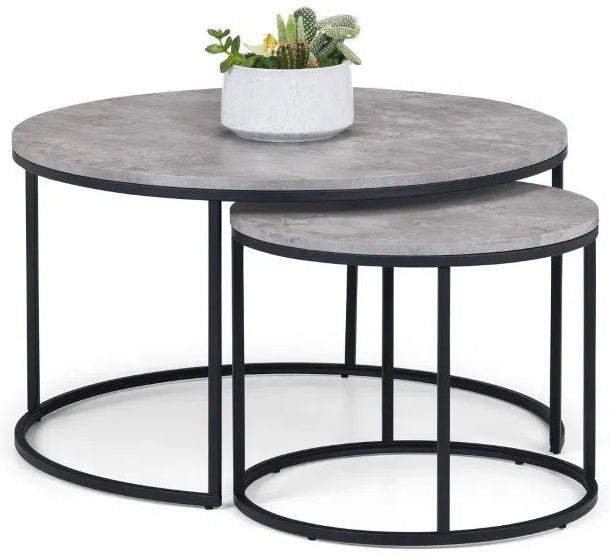 Staten Round Metal Nest of 2 Coffee Tables - Julian Bowen