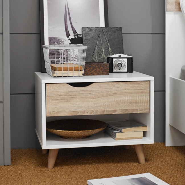 Stockholm Scandi 1 Drawer Bedside Table - LPD