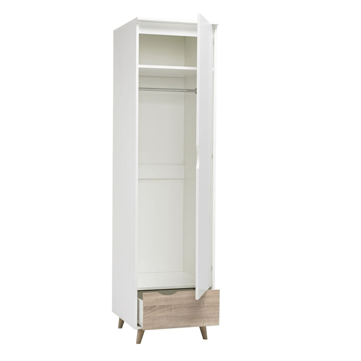 Stockholm White Oak 1 Door Wardrobe - LPD