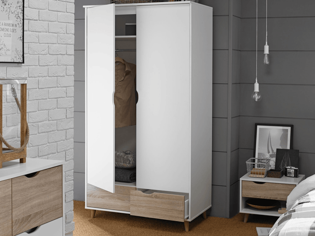 Stockholm White Oak 2 Door Wardrobe - LPD