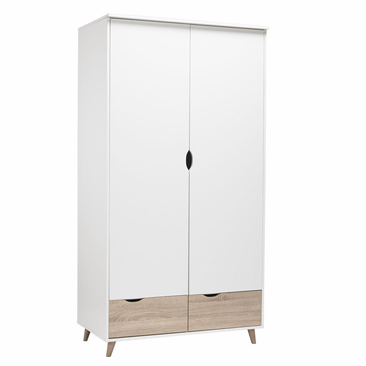 Stockholm White Oak 2 Door Wardrobe - LPD