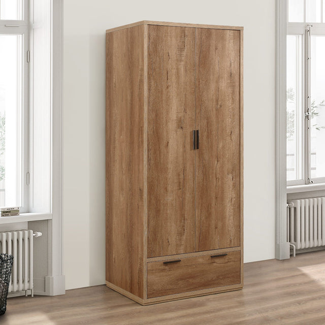 Stockwell Rustic 2 Door 1 Drawer Wardrobe - Birlea