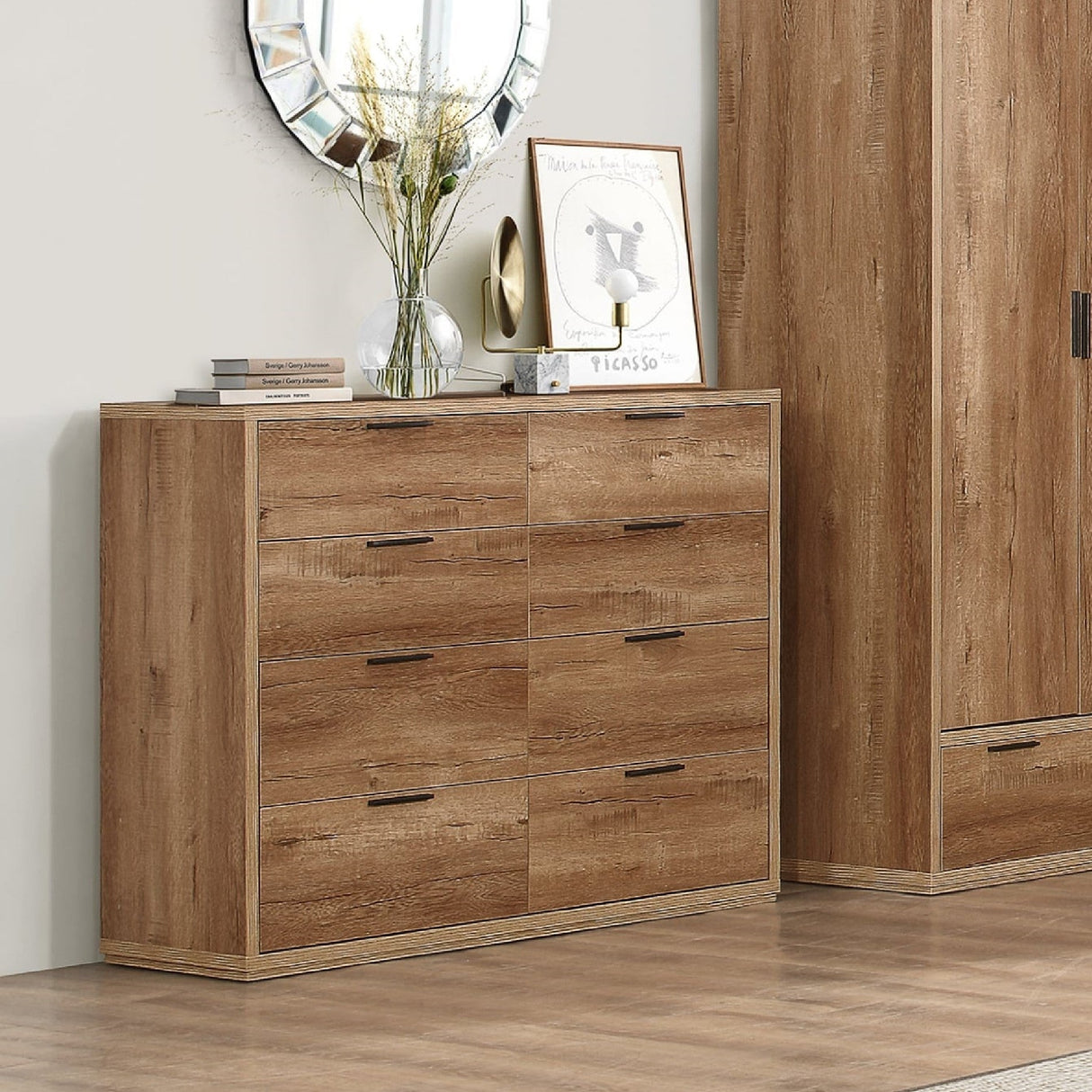 Stockwell Rustic 8 Drawer Merchants Chest - Birlea