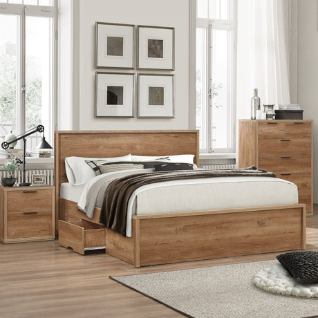 Stockwell Rustic Bed Frame with 2 Drawers - Birlea