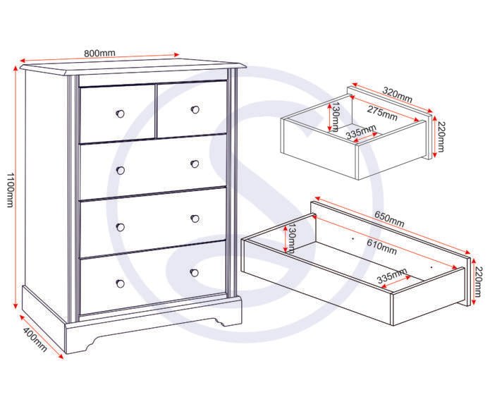 Stratford 3+2 Drawer Chest - Seconique