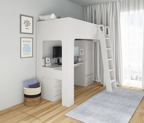 Eden High Sleeper with Wardrobe and Desk