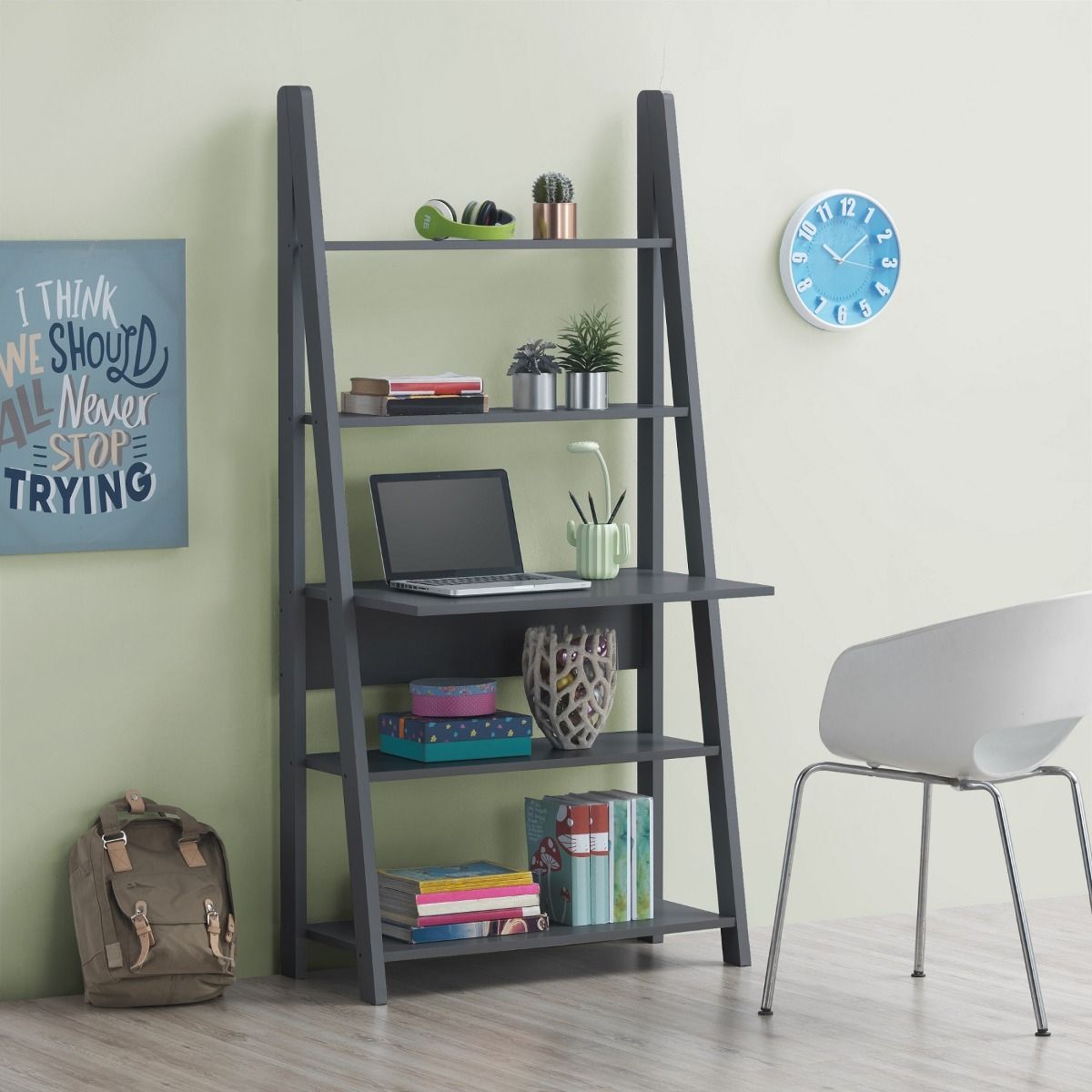 Riva Dark Grey Tall Ladder Desk