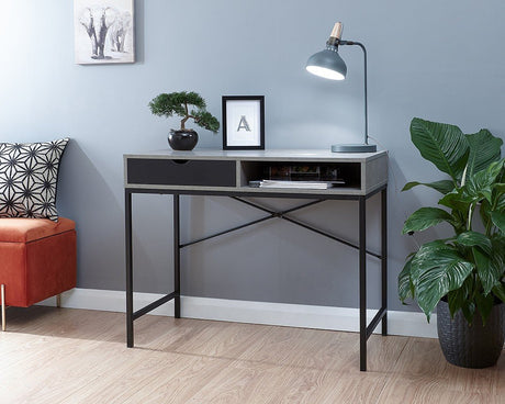 Telford Concrete and Black Computer Desk - GFW