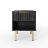 Nervata Black 1 Drawer Lamp Table with Gold Legs