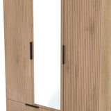 Java Tall Mirrored 2 Drawer 3 Door Triple Wardrobe
