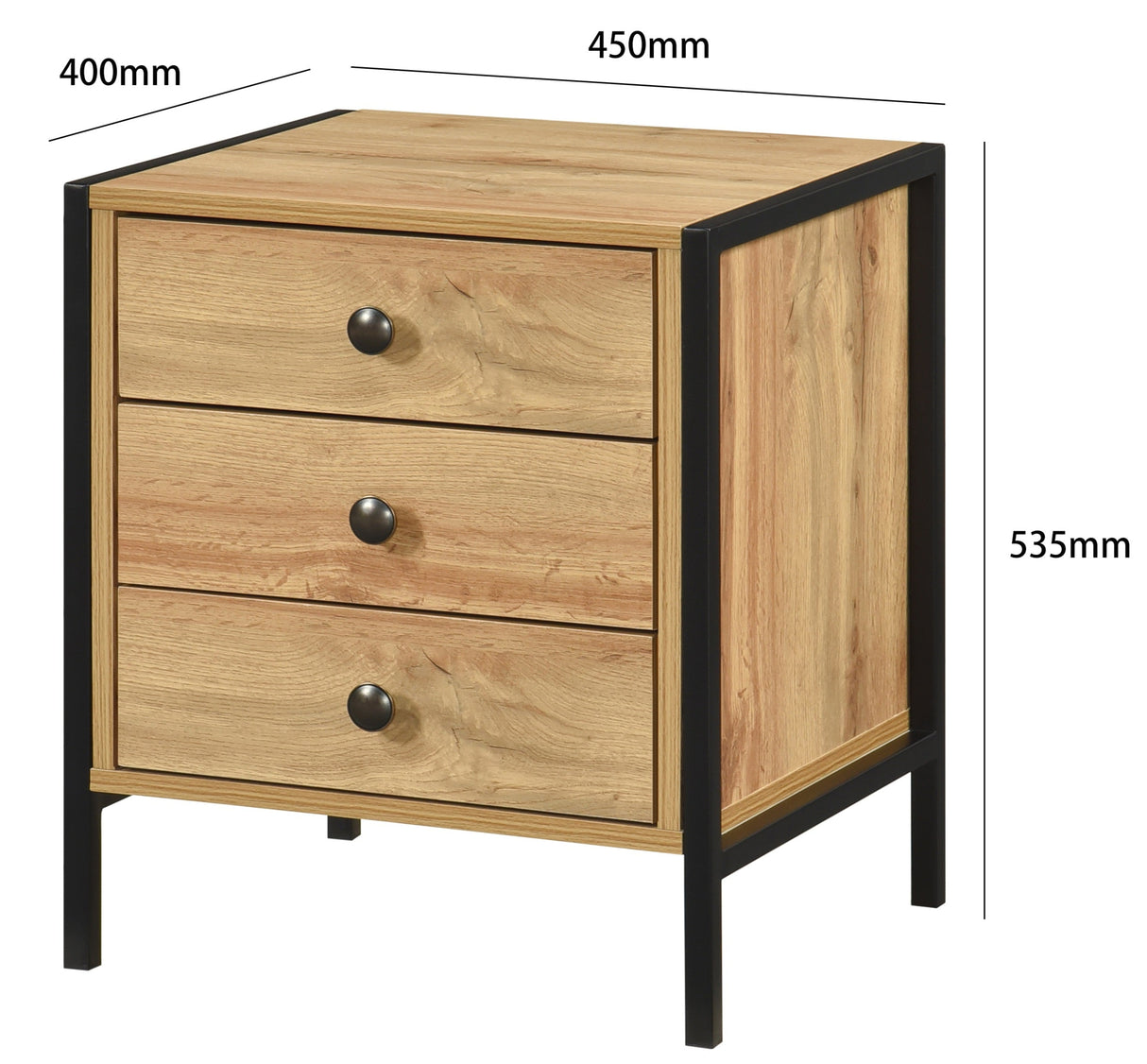 Alva 3 Drawer Bedside Table