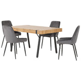 Treviso Industrial Dining Set with 4 Velvet Avery Chairs - Seconique