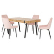 Treviso Industrial Dining Set with 4 Velvet Avery Chairs - Seconique