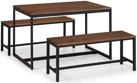 Tribeca Dining Table & 2 Benches - Julian Bowen
