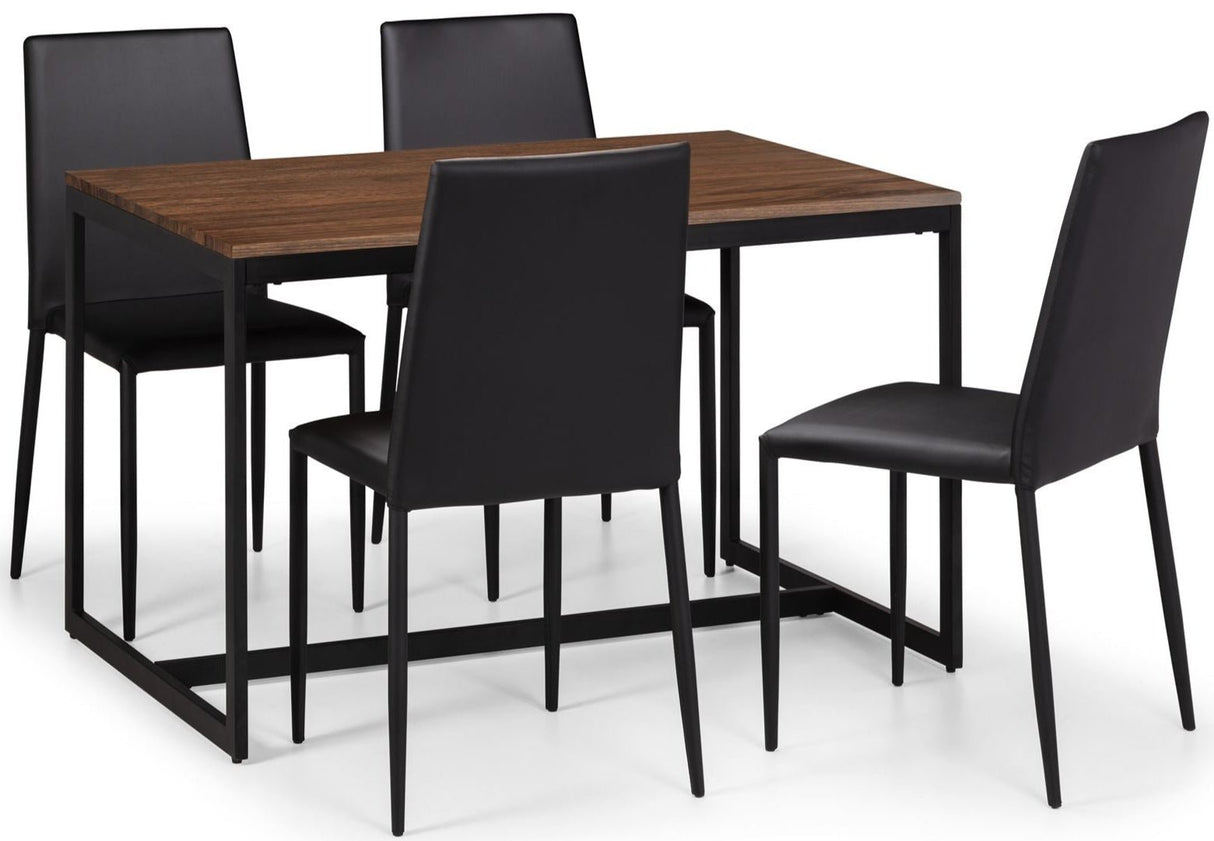 Tribeca Dining Table & 4 Jazz Black Chairs - Julian Bowen